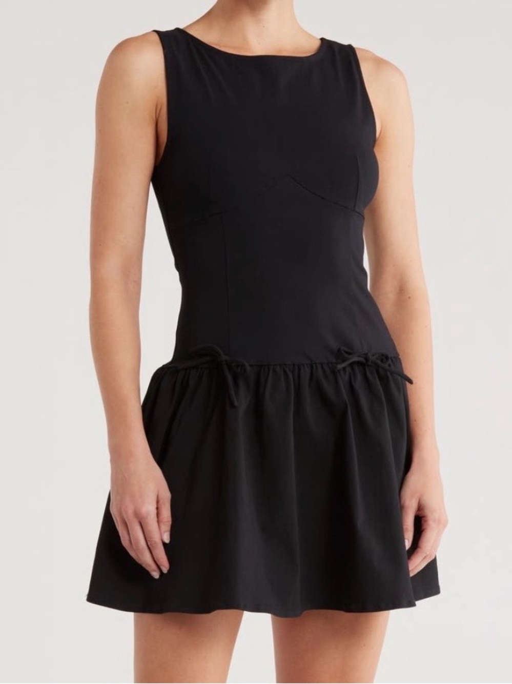 Madden Girl Black Sleeveless Mini Dress with Gathered Skirt